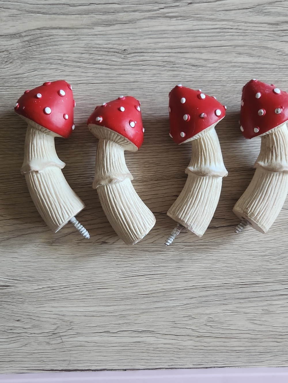Red Mushroom Wall Hooks - Set of 4